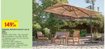 Intermarché PARASOL DEPORTE ROTATIF 3X3 M 360° offre