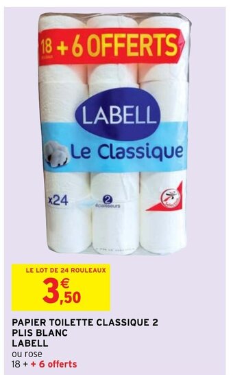 Intermarché Papier Toilette Classique 2 Plis Blanc Labell offre