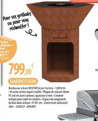 Cuisine Plaisir Barbecue à bois NESTOR Acier Corten-1209234 offre