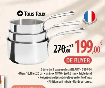 Cuisine Plaisir Série de 3 casseroles MILADY-019404 offre