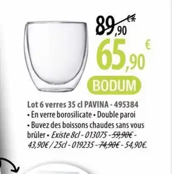 Cuisine Plaisir Lot 6 verres 35 cl PAVINA-495384 offre