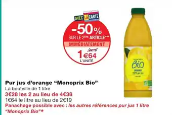Monoprix Pur Jus D'Orange offre