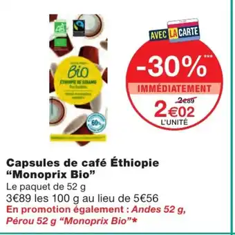 Monoprix Capsules de café ethiope offre
