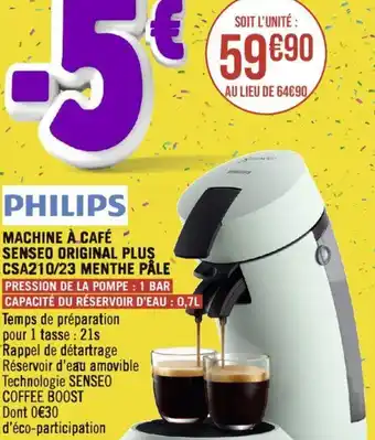 PHILIPS MACHINE Ă CAFĂ SENSEO ORIGINAL PLUS CSA210/23 MENTHE PĂLE
