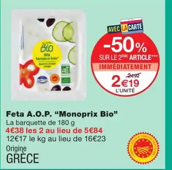 Monoprix Feta A.O.P offre