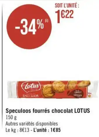 Speculoos fourrés chocolat LOTUS