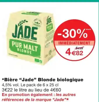 Bière Jade Blonde biologique