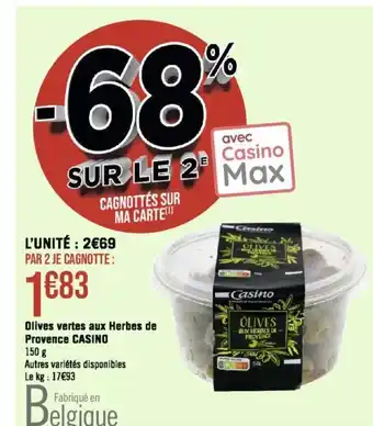 Olives vertes aux Herbes de Provence CASINO