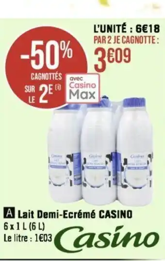 Lait Demi-Ecrémé CASINO