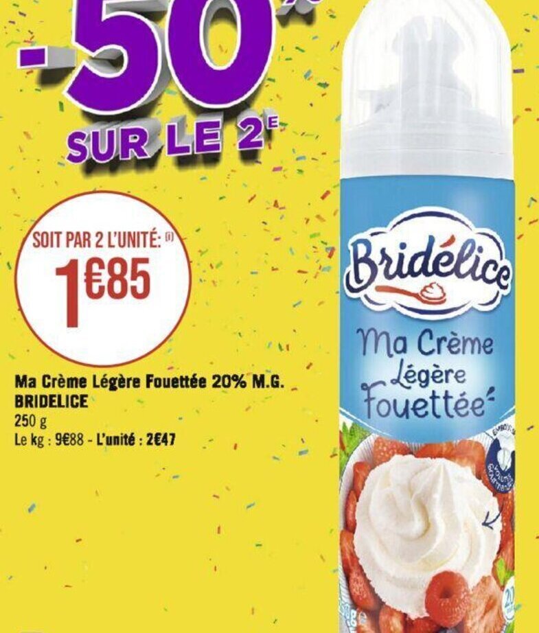 Casino Hyperfrais Ma Crème Légère Fouettée 20% M.G. BRIDELICE offre