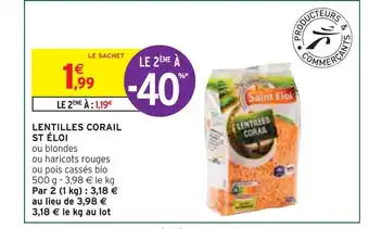 Intermarché St éloi lentilles corail offre