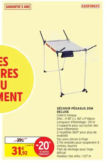 Intermarché Deluxe séchoir pégasus 20m offre