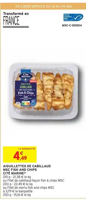 Cité marine aiguillettes de cabillaud msc fish and chips