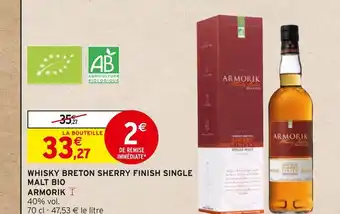 Intermarché Armorik whisky breton sherry finish single malt bio offre