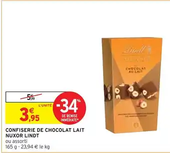 Lindt confiserie de chocolat lait nuxor