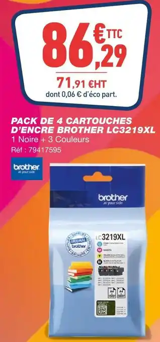 Bureau Vallée Brother pack de 4 cartouches d’encre lc3219xl offre