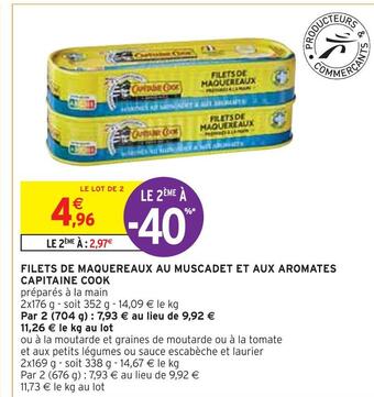 Intermarché Capitaine cook filets de maquereaux au muscadet et aux aromates offre