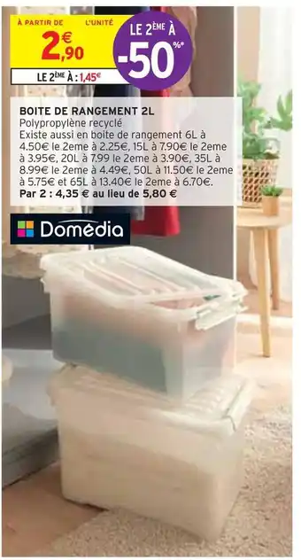 Intermarché Domédia boite de rangement 2l offre