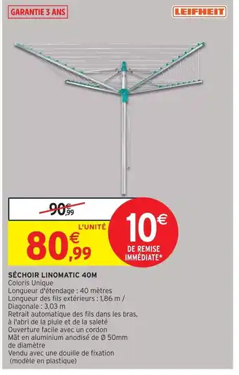 Intermarché Leifheit séchoir linomatic 40m offre