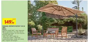 Intermarché Maka parasol deporte rotatif 3x3 m 360° offre