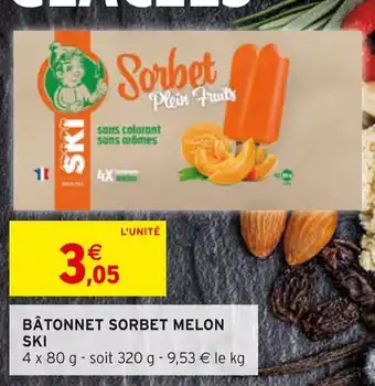 Intermarché Ski bâtonnet sorbet melon offre