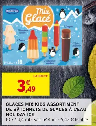 Intermarché Holiday ice glaces mix kids assortiment de bâtonnets de glaces à l'eau offre