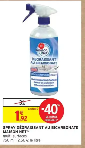 Intermarché Maison net spray dégraissant au bicarbonate offre