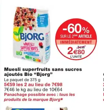 Monoprix Muesli superfruits sans sucres ajoutés offre