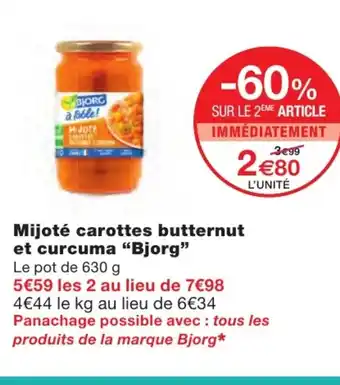 Monoprix Mijoté carottes butternut et curcuma offre