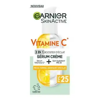 Auchan 2 en 1 booster d'éclat sérum crème vitamine c garnier skin active offre