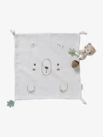 Doudou carre + hochet green forest - multicolore