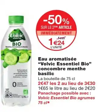 Eau aromatisée Volvic essentiel Bio concombre menthe basilic