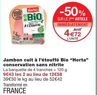 Monoprix Jambon cuit à l'étouffé Bio Herta offre