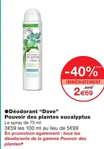 Monoprix Déodorant Dove Pouvoir des plantes offre