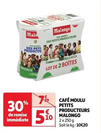 Auchan CAFÉ MOULU PETITS PRODUCTEURS MALONGO offre