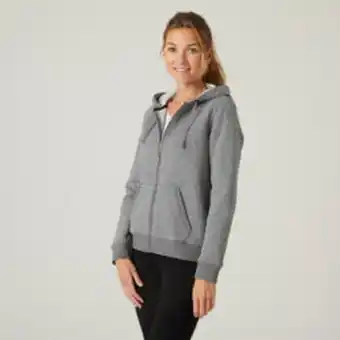 Decathlon Sweat zippé à capuche fitness femme - 500 rose clair offre