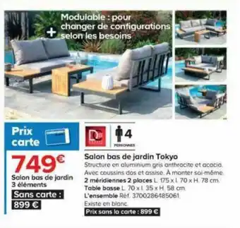 Castorama Salon bas de jardin 3 éléments offre