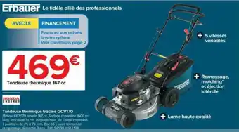 Castorama Tondeuse thermique tractée GCV170 Moteur GCV170 offre