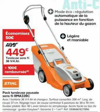Pack tondeuse poussée sans fil RMA339C