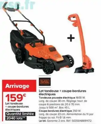 Castorama Lot tondeuse + coupe-bordures électriques offre