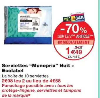 Serviettes Monoprix Nuit + Ecolabel