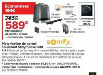 Castorama Motorisation de portail coulissant Slidymoove 600 offre