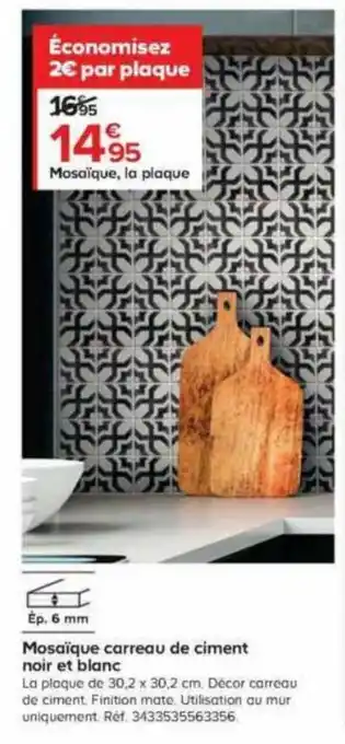 Castorama Mosaïque carreau de ciment noir et blanc offre
