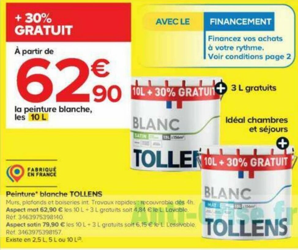 Castorama Peinture blanche TOLLENS offre
