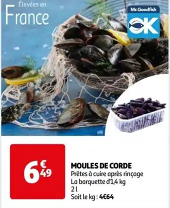 Auchan MOULES DE CORDE Prêtes à cuire après rinçage La barquette d'1,4 kg offre