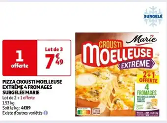 Auchan PIZZA CROUSTI MOELLEUSE EXTRÊME 4 FROMAGES SURGELÉE MARIE offre