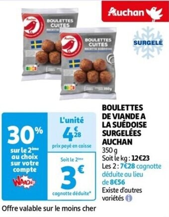 Auchan BOULETTES DE VIANDE A LA SUÉDOISE SURGELÉES AUCHAN offre