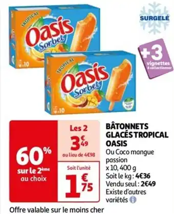 Auchan BÂTONNETS GLACÉS TROPICAL Oasis offre