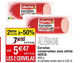 Cora x Carrefour Herta cervelas conservation sans nitrite offre