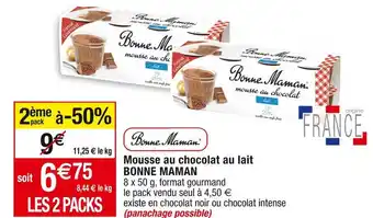 Cora x Carrefour Bonne maman mousse au chocolat au lait offre